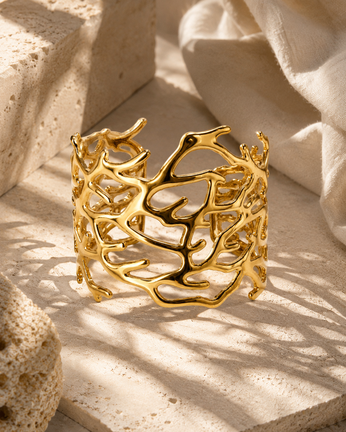 Delicate Starfish & Flower Bangle by YAVI Atelier — view 2