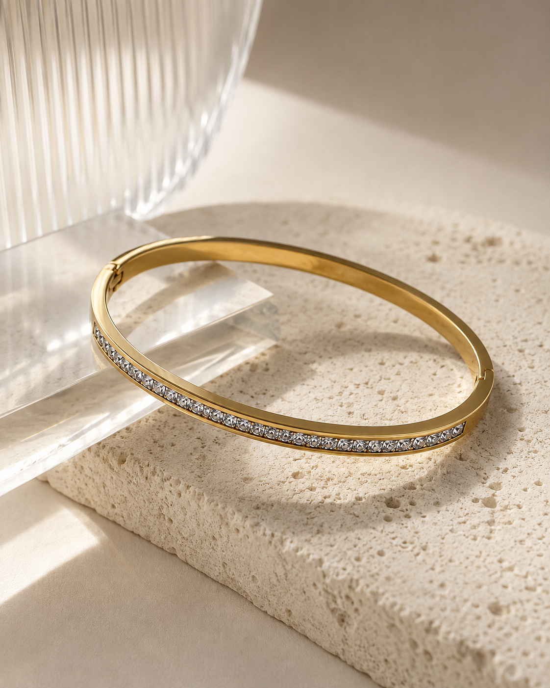 Three-dimensional Geometric Bangle in gold by YAVI Atelier — view 2