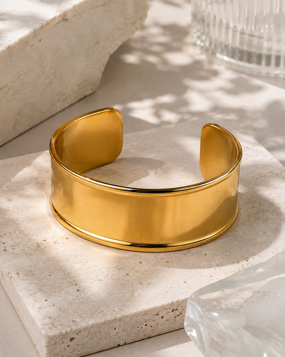 Geometric Monogram Bangle in gold by YAVI Atelier — view 2