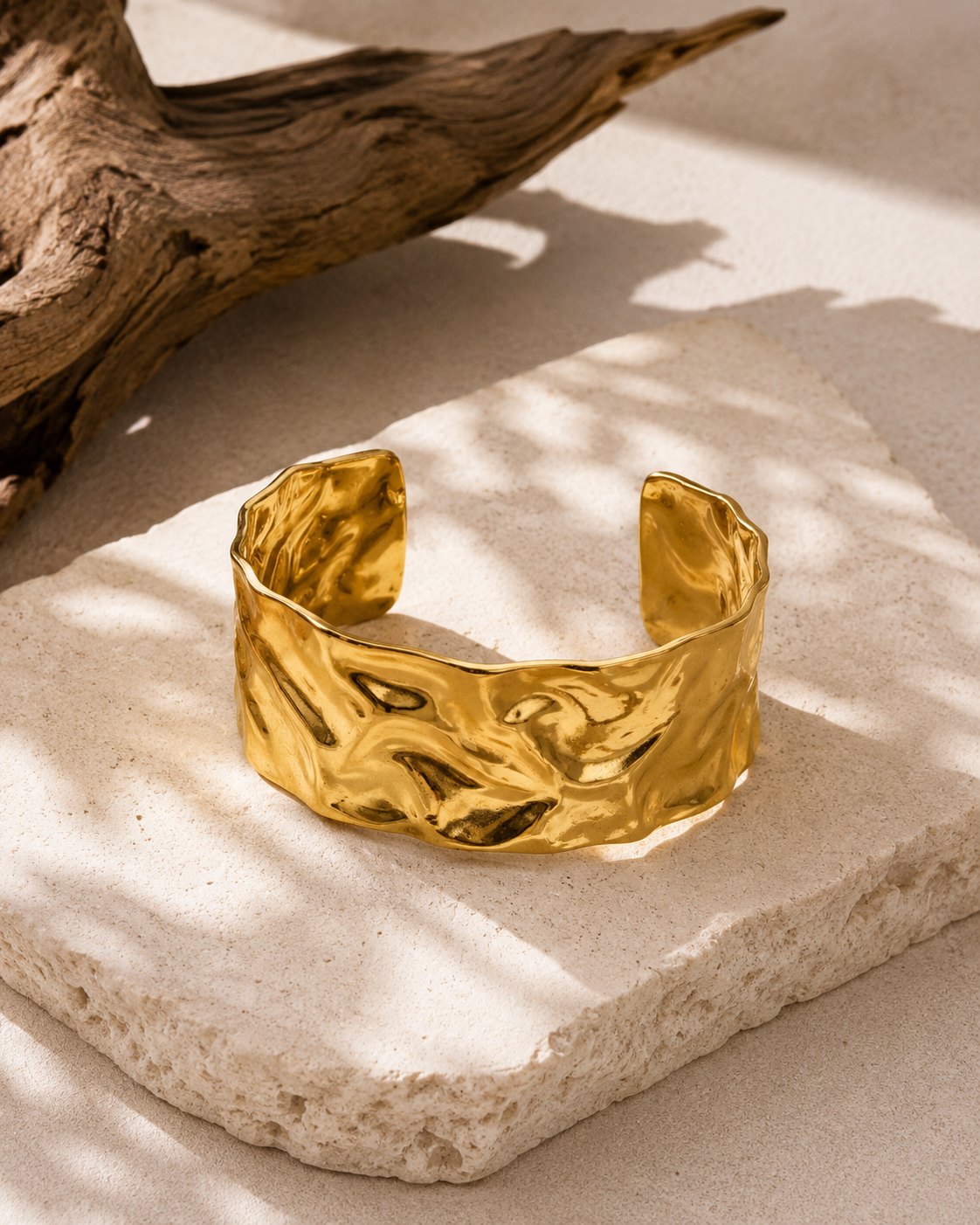 Hammered Finish Bangle in gold by YAVI Atelier — view 2