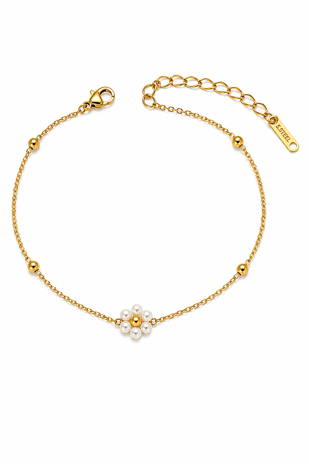Delicate Pearl Flower Bracelet by YAVI Atelier