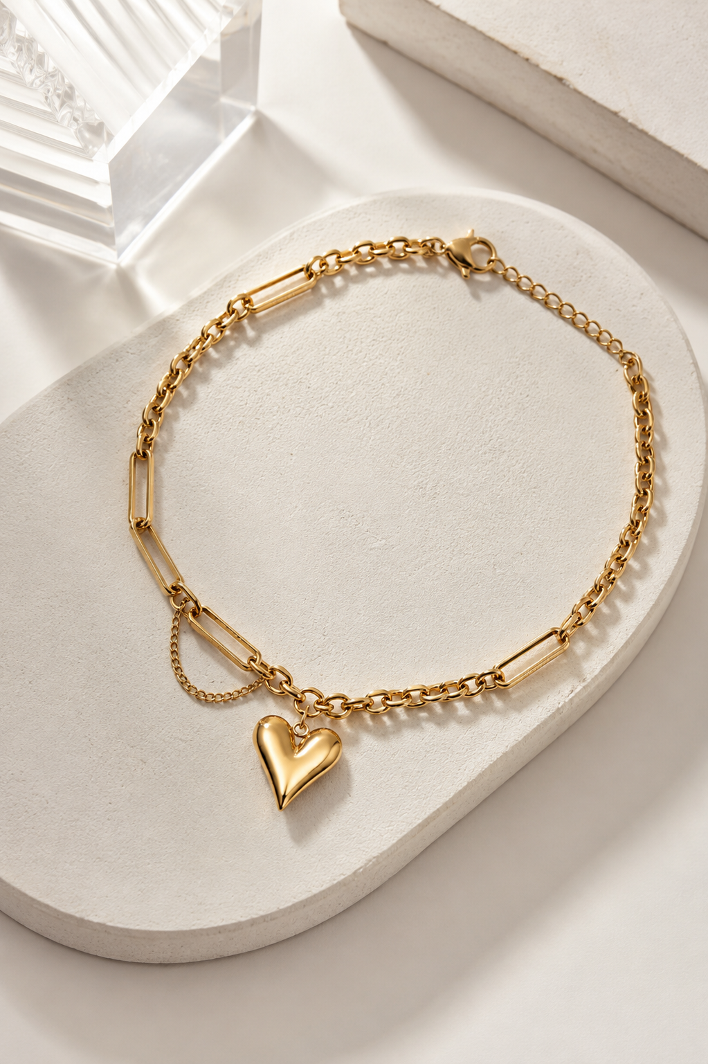Peach Heart Bracelet in gold by YAVI Atelier — view 2