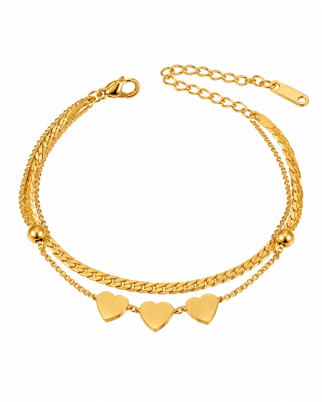 Double-Layer 3 Heart Bracelet by YAVI Atelier