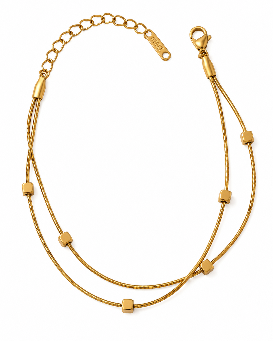 Double-Layer Square Heart Bracelet by YAVI Atelier