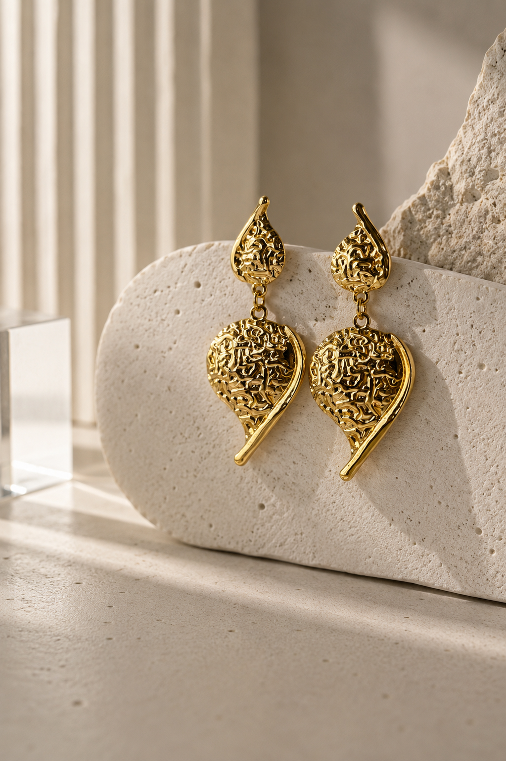 Geometric Flower Stud Earrings in gold by YAVI Atelier — view 2