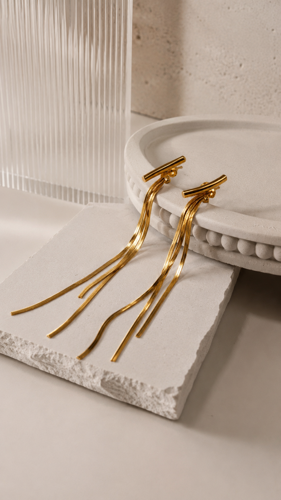 Snake Chain Tassel Earrings in gold by YAVI Atelier — view 2
