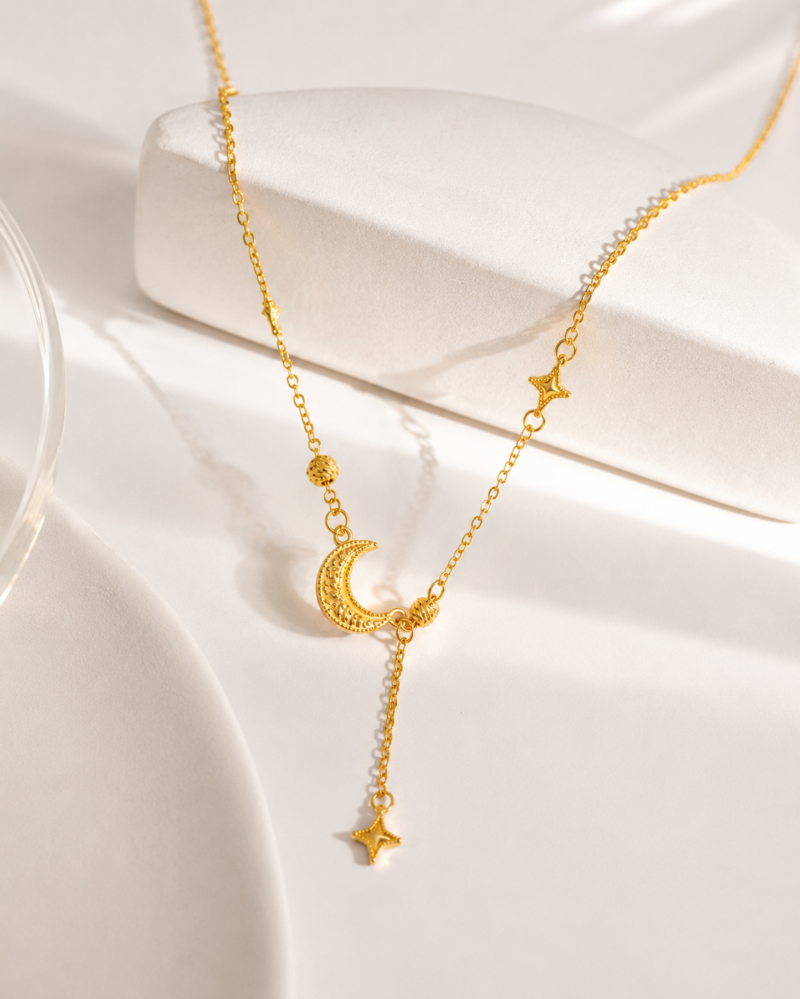 Delicate Star and Moon Necklace by YAVI Atelier — view 2
